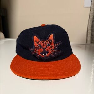 Navy and Orange Cat Baseball Cap